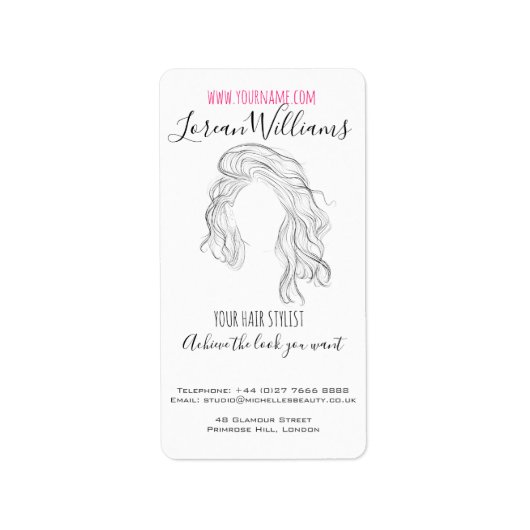 Minimalistische Line Art Long Wavy Natural Hair St Etiket (Voorkant)