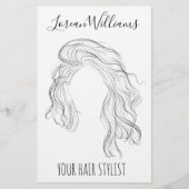 Minimalistische Line Art Long Wavy Natural Hair St Flyer (Voorkant)