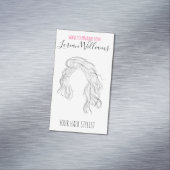 Minimalistische Line Art Long Wavy Natural Hair St Magnetisch Visitekaartje (Voorbeeld)