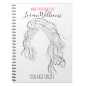 Minimalistische Line Art Long Wavy Natural Hair St Notitieboek (Voorkant)