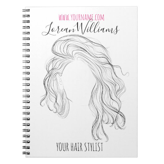 Minimalistische Line Art Long Wavy Natural Hair St Notitieboek (Voorkant)