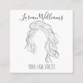 Minimalistische Line Art Long Wavy Natural Hair St Vierkante Visitekaartje (Voorkant)