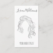 Minimalistische Line Art Long Wavy Natural Hair St Visitekaartje (Voorkant)