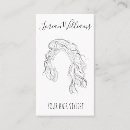 Minimalistische Line Art Long Wavy Natural Hair St Visitekaartje