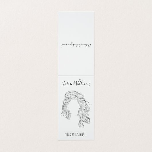 Minimalistische Line Art Long Wavy Natural Hair St Visitekaartje (Buitenkant ongevouwen)
