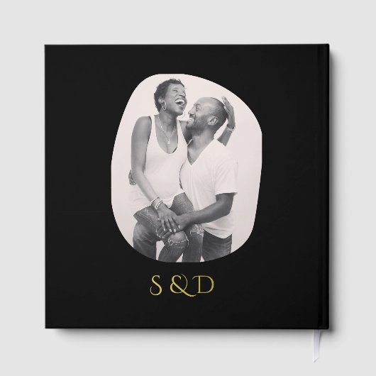 Minimalistische Line Art Paar illustratie Trouwen Gastenboek (Achterkant)