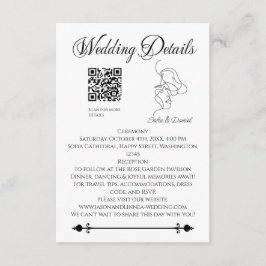 Minimalistische Line Art Paar illustratie Trouwen Informatiekaartje