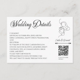 Minimalistische Line Art Paar illustratie Trouwen Informatiekaartje