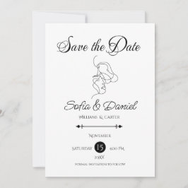 Minimalistische Line Art Paar illustratie Trouwen Save The Date