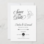Minimalistische Line Art Paar illustratie Trouwen Save The Date (Voorkant)