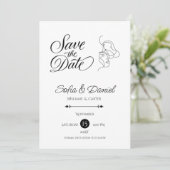 Minimalistische Line Art Paar illustratie Trouwen Save The Date (Staand voorkant)