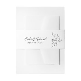 Minimalistische Line Art Paar illustratie Trouwen Uitnodigingen Wikkel