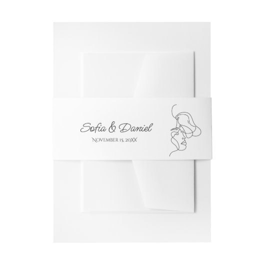 Minimalistische Line Art Paar illustratie Trouwen Uitnodigingen Wikkel (Voorkant Voorbeeld)