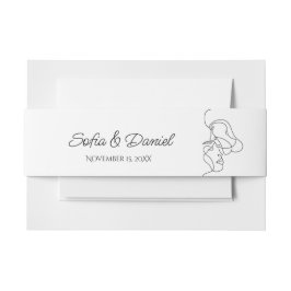 Minimalistische Line Art Paar illustratie Trouwen Uitnodigingen Wikkel