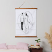Minimalistische Line Art Romantisch echtpaar dat h Hangend Wandkleed (Slaapkamer)