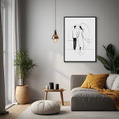 Minimalistische Line Art Romantisch echtpaar dat h Poster