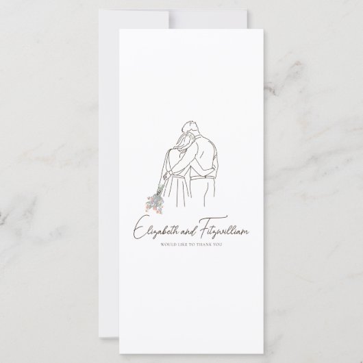 Minimalistische Line Art Romantisch Paar Bloemen B (Voorkant)