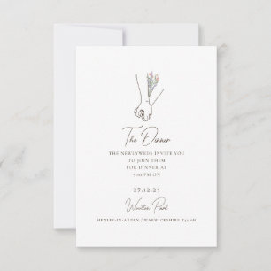 Minimalistische Line Art Romantisch Paar Bloemen B Kaart