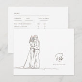 Minimalistische Line Art Romantisch Paar Bloemen B RSVP Kaartje (Voorkant / Achterkant)