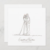 Minimalistische Line Art Romantisch paar met bloem Kaart (Voorkant / Achterkant)