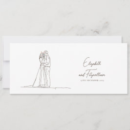 Minimalistische Line Art Romantisch paar met boeke Kaart