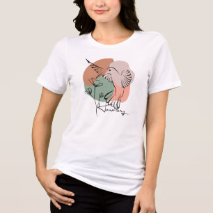 Minimalistische Line Art & Waterverf Natuur Design Tri-Blend Shirt