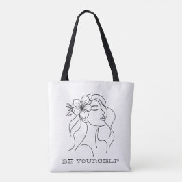 Minimalistische Line Art Woman Quote Tote Bag