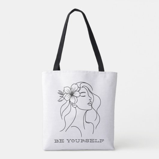 Minimalistische Line Art Woman Quote Tote Bag (Achterkant)