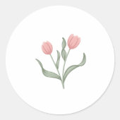 Minimalistische Line Art Zachte Roze Tulpen Ronde Sticker (Voorkant)