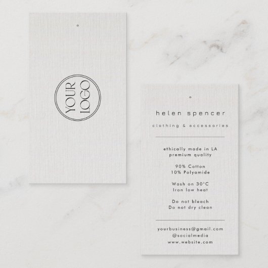 Minimalistische linnen textuur kleding Label (Voorkant / Achterkant)
