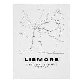 Minimalistische Lismore kaart met coördinaten | Perfect Poster