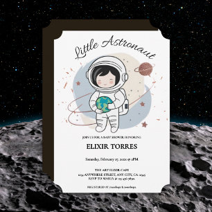 Minimalistische Little Astronaut Baby Shower Kaart