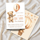 Minimalistische Little Beer Beige Beary 1e Verjaar Kaart