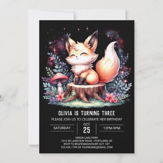 Minimalistische Little Fox Verjaardag digitaal Kaart (Voorkant)