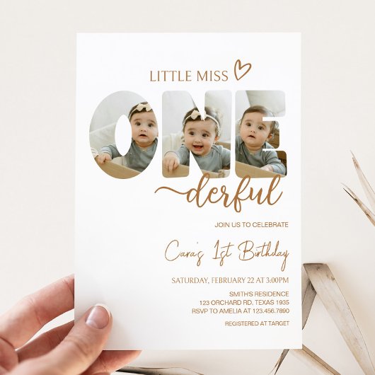Minimalistische Little Miss Photo verjaardagsfeest Kaart
