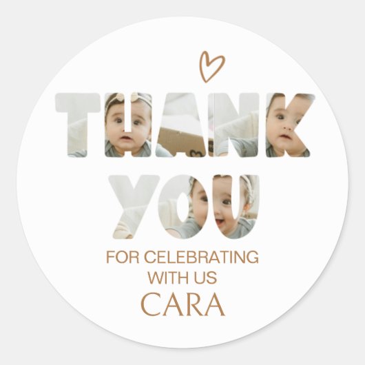 Minimalistische Little Miss Photo verjaardagsfeest Ronde Sticker (Voorkant)