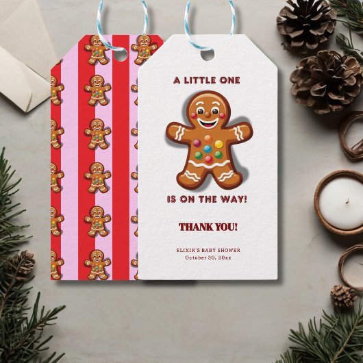 Minimalistische Little One Gingerbread Baby shower Cadeaulabel