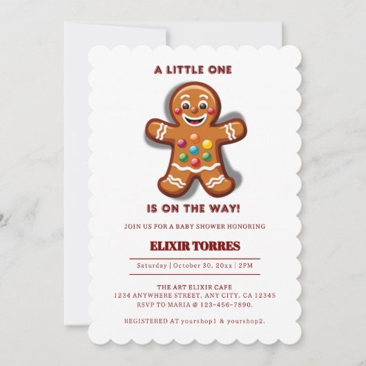 Minimalistische Little One Gingerbread Baby shower Kaart (Voorkant)