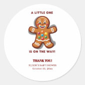 Minimalistische Little One Gingerbread Baby shower Ronde Sticker (Voorkant)