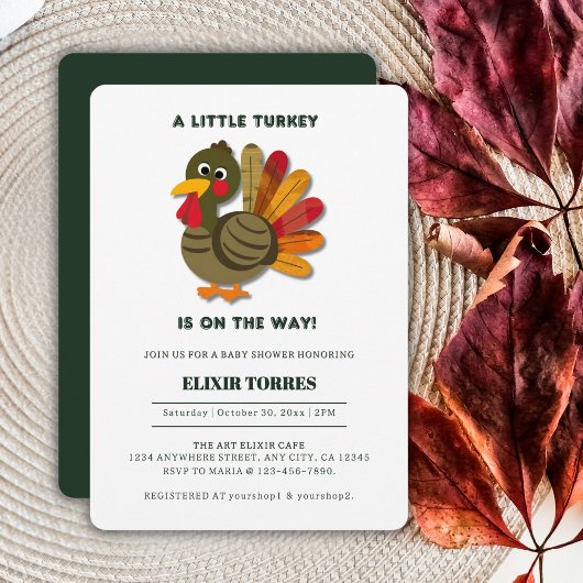 Minimalistische Little Turkey Baby shower Kaart