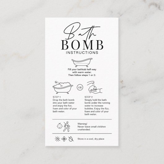 Minimalistische Logo Bath Bomb Fizzer zorginstruct Visitekaartje (Voorkant)