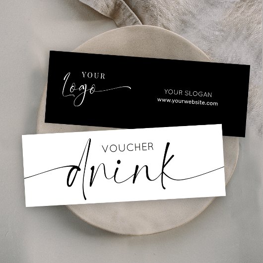 Minimalistische Logo Business Event Gratis Drink V Mini Visitekaartje