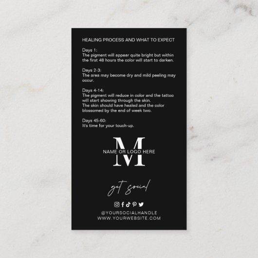 Minimalistische Logo Cheek Blush Nazorginstructies Visitekaartje (Achterkant)