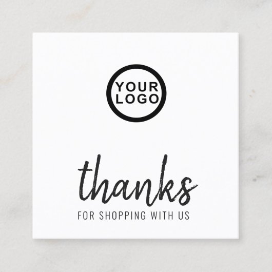 Minimalistische Logo Dank u Vierkant Visitekaartje (Voorkant)