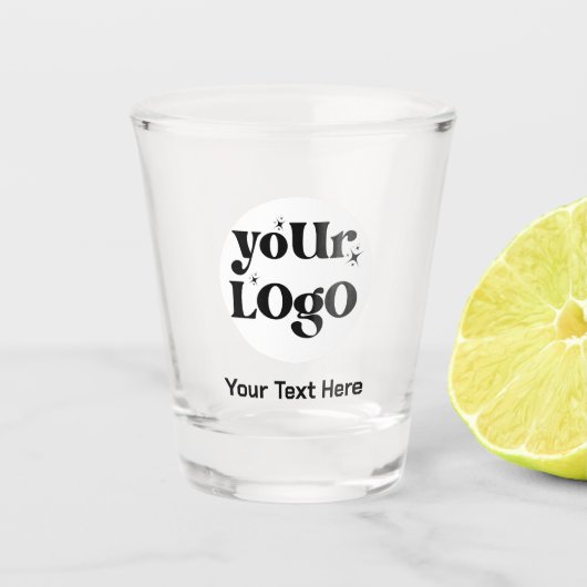 Minimalistische Logo en tekstzaken Shot Glas (Voorkant)
