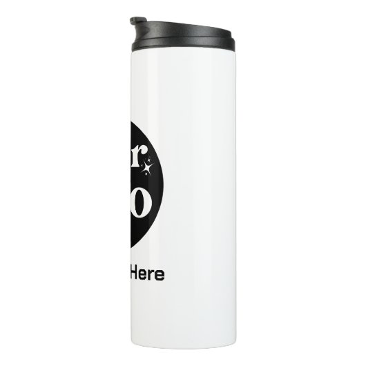 Minimalistische Logo en tekstzaken Thermosbeker (Geroteerd rechts)