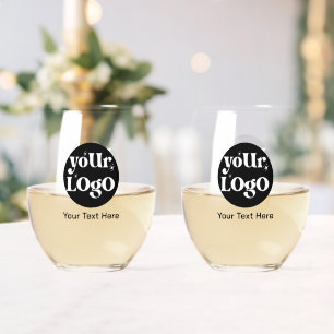 Minimalistische Logo en tekstzaken Wijnglas Zonder Voet