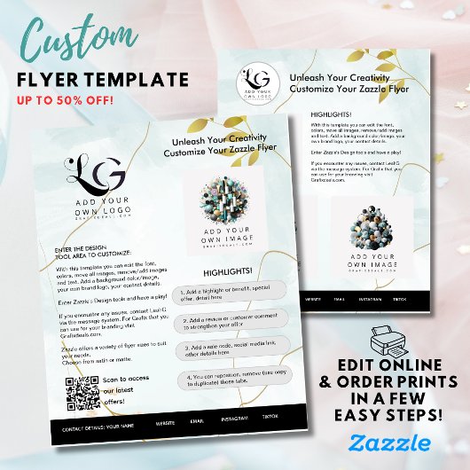 ⭐️Minimalistische Logo Flyer AQUA GOLD Eenvoudige 