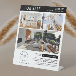 Minimalistische Logo fotocollage onroerend goed te Reclamebord Met Voetstuk