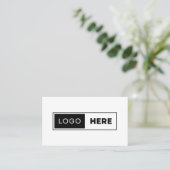 Minimalistische Logo hier zwart-wit sociale media Visitekaartje (Staand voorkant)